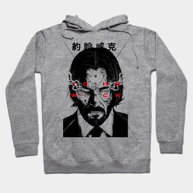 John Wick (Smoking Eyes) Hoodie by amon_tees